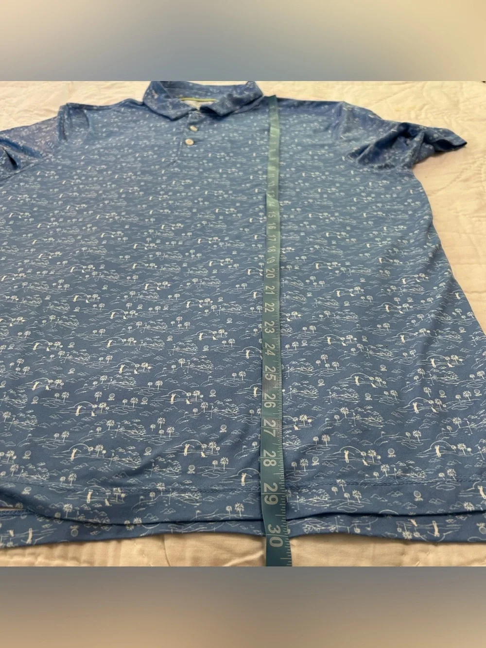 J. Crew Golf Polo Shirt Mens XL Blue Tiny Golfers AOP Pickleball Tennis Preppy